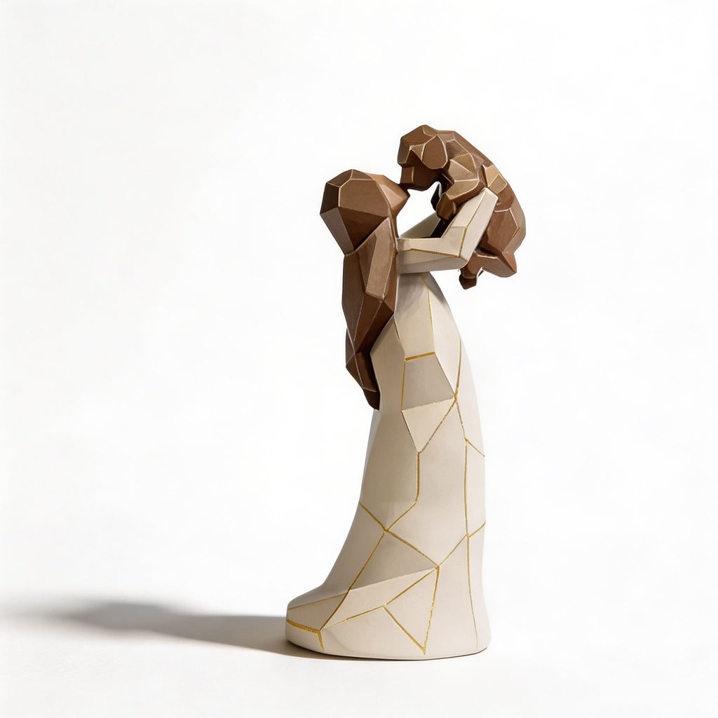 Geometric Resin Sculpture Cute Girl Hugging Dog Decorative Ornament for Home Desktop Display | ribuella
