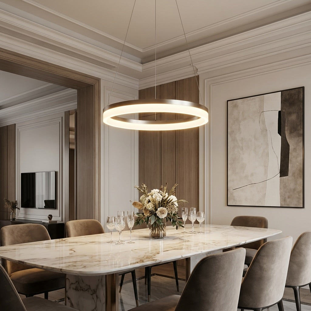 Modern Black Pendant Light Adjustable Aluminum Hanging Light with Dimmable LED and Acrylic Shade | ribuella