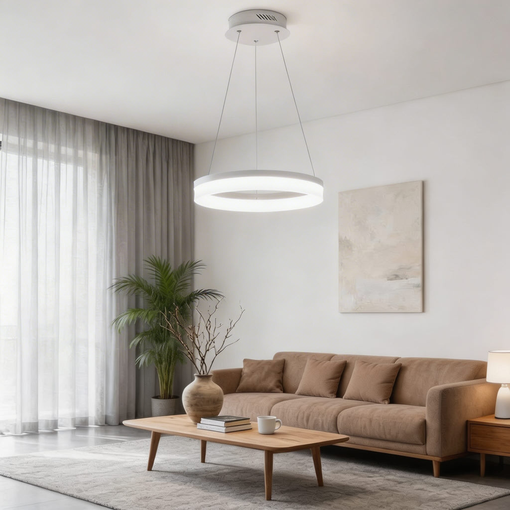 Modern Black Pendant Light Adjustable Aluminum Hanging Light with Dimmable LED and Acrylic Shade | ribuella