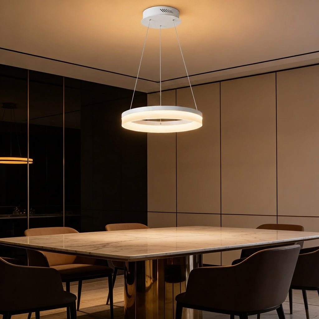 Modern Black Pendant Light Adjustable Aluminum Hanging Light with Dimmable LED and Acrylic Shade | ribuella
