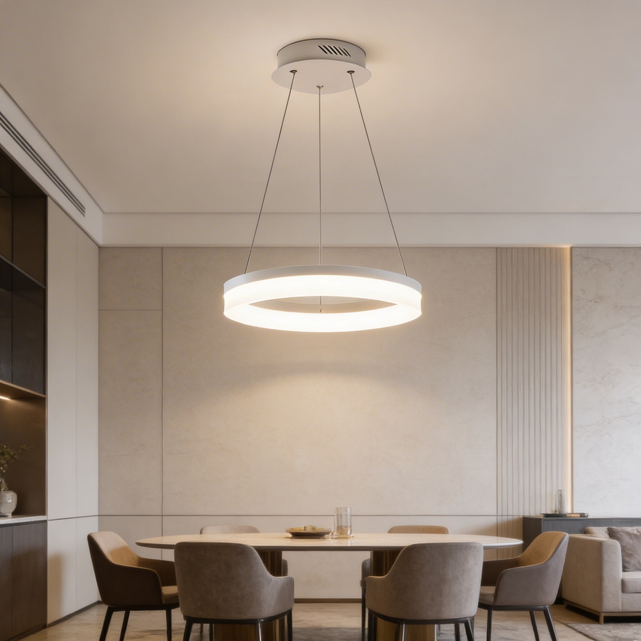 Modern Black Pendant Light Adjustable Aluminum Hanging Light with Dimmable LED and Acrylic Shade | ribuella