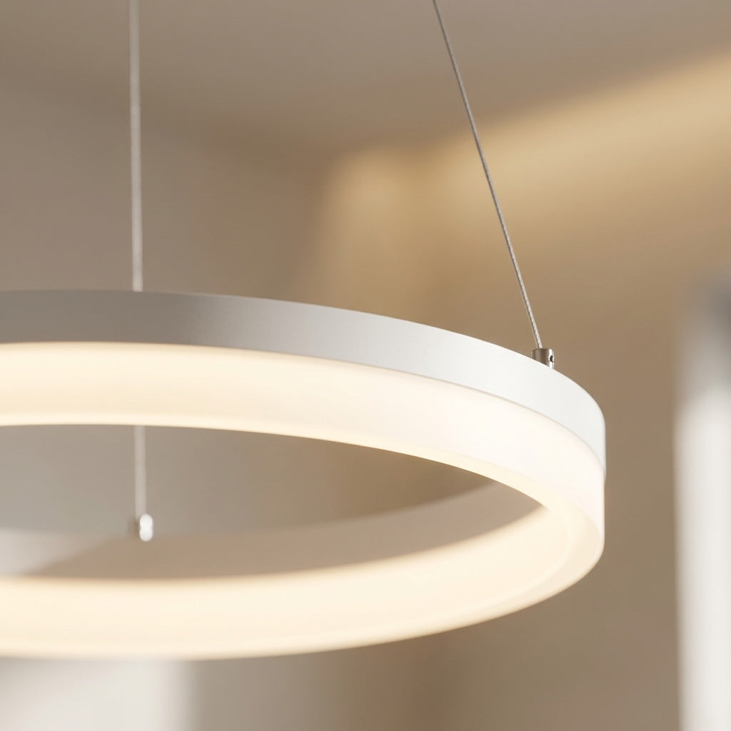 Modern Black Pendant Light Adjustable Aluminum Hanging Light with Dimmable LED and Acrylic Shade | ribuella