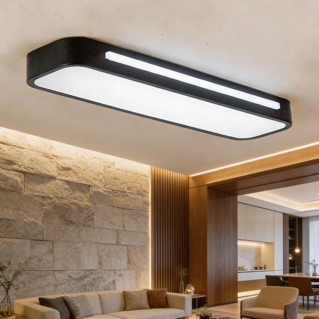 Moderne LED-Deckenleuchte zur Aufbaumontage, verstellbare Metallleuchte mit satiniertem Acrylschirm | ribuella