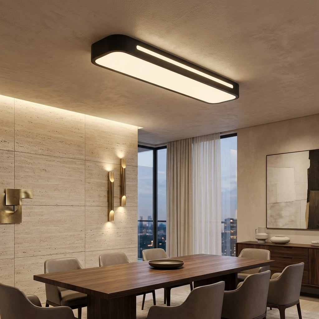 Moderne LED-Deckenleuchte zur Aufbaumontage, verstellbare Metallleuchte mit satiniertem Acrylschirm | ribuella