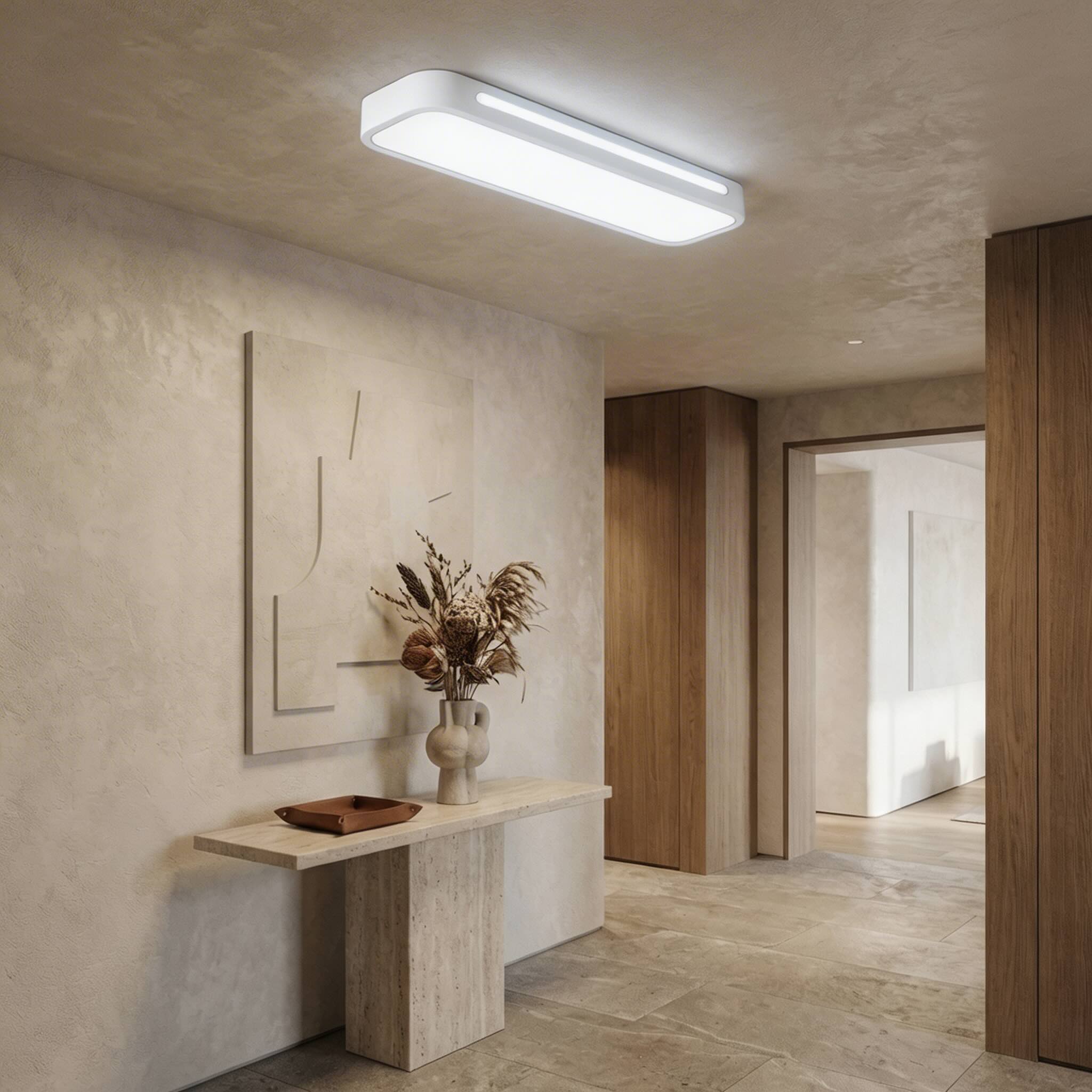 Moderne LED-Deckenleuchte zur Aufbaumontage, verstellbare Metallleuchte mit satiniertem Acrylschirm | ribuella