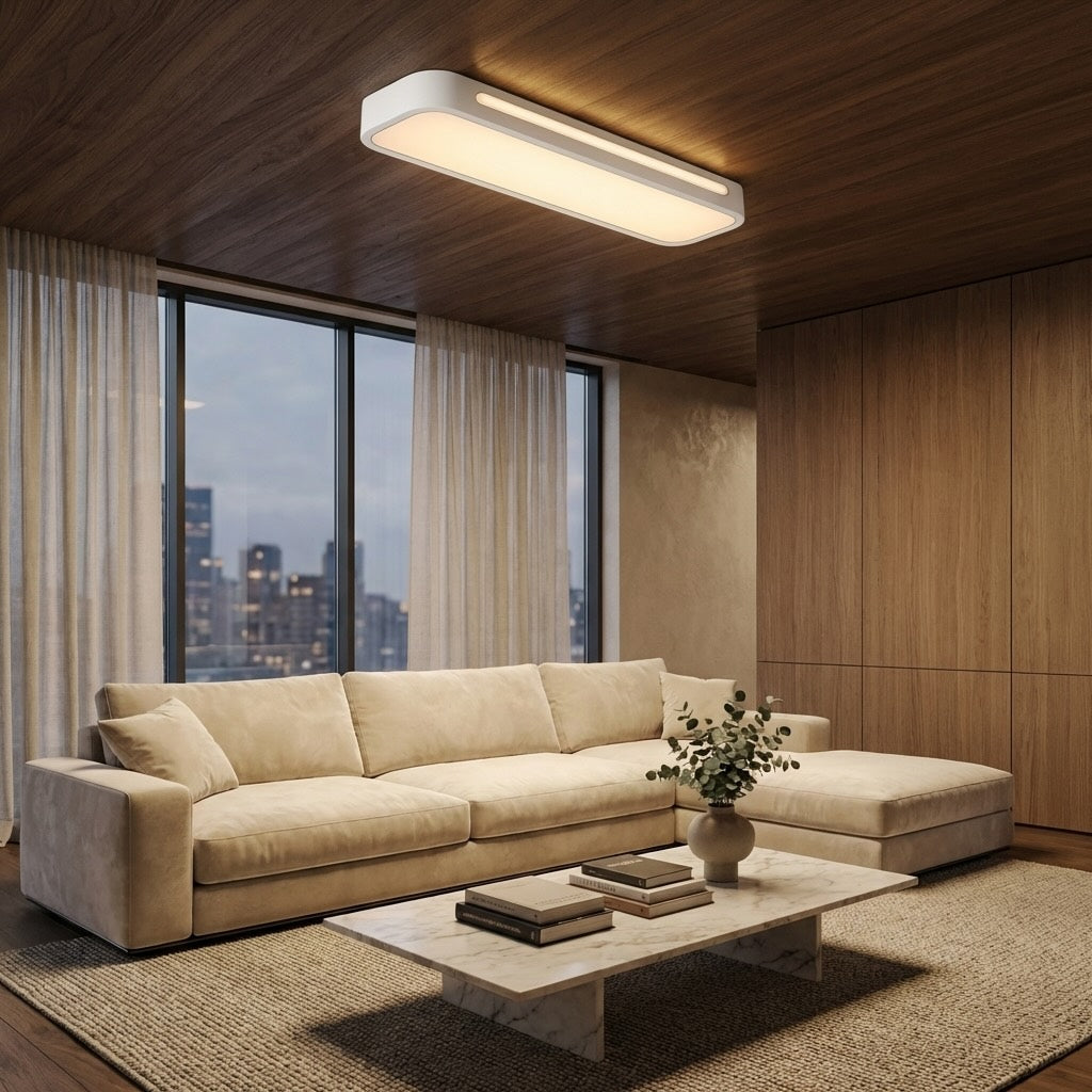 Moderne LED-Deckenleuchte zur Aufbaumontage, verstellbare Metallleuchte mit satiniertem Acrylschirm | ribuella