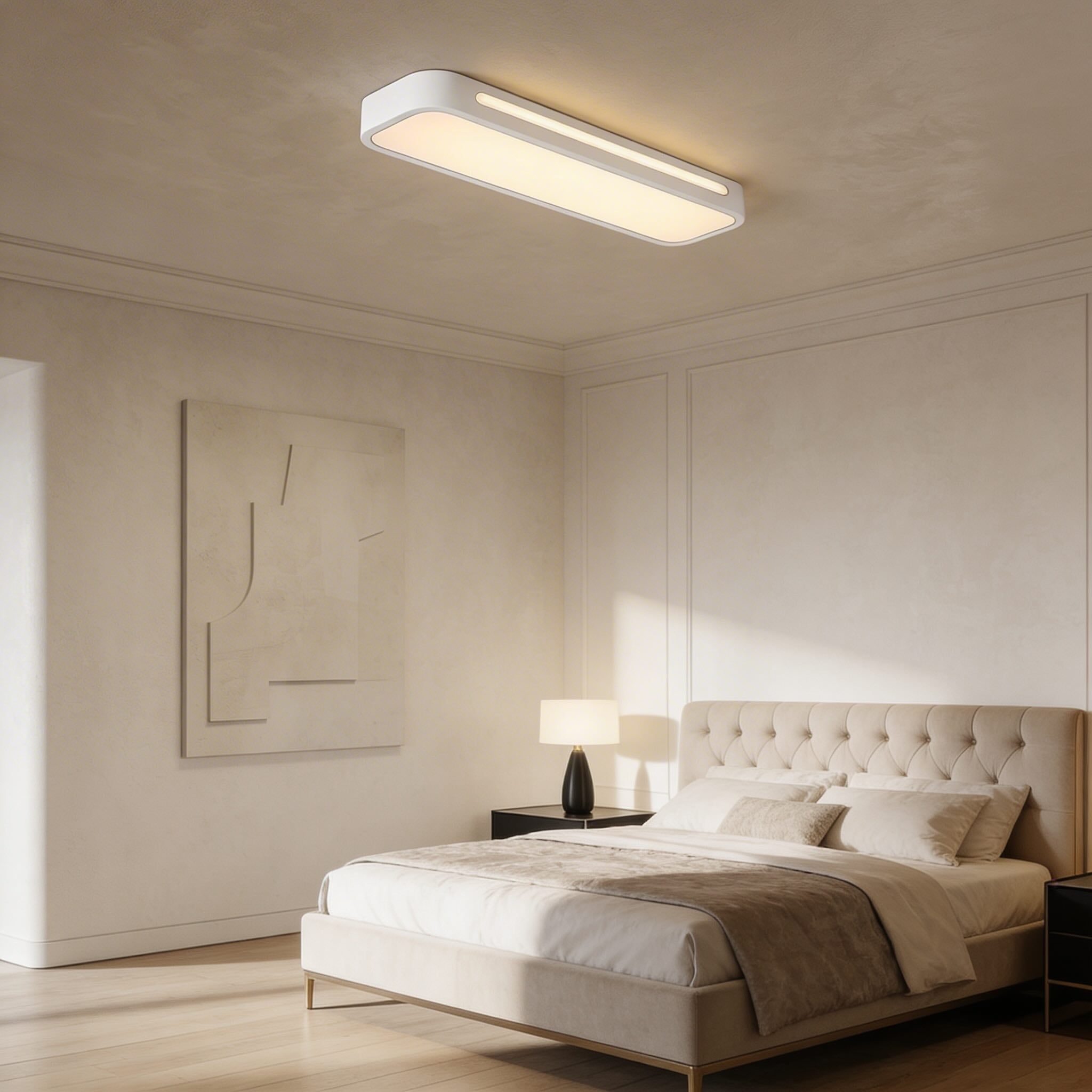 Moderne LED-Deckenleuchte zur Aufbaumontage, verstellbare Metallleuchte mit satiniertem Acrylschirm | ribuella
