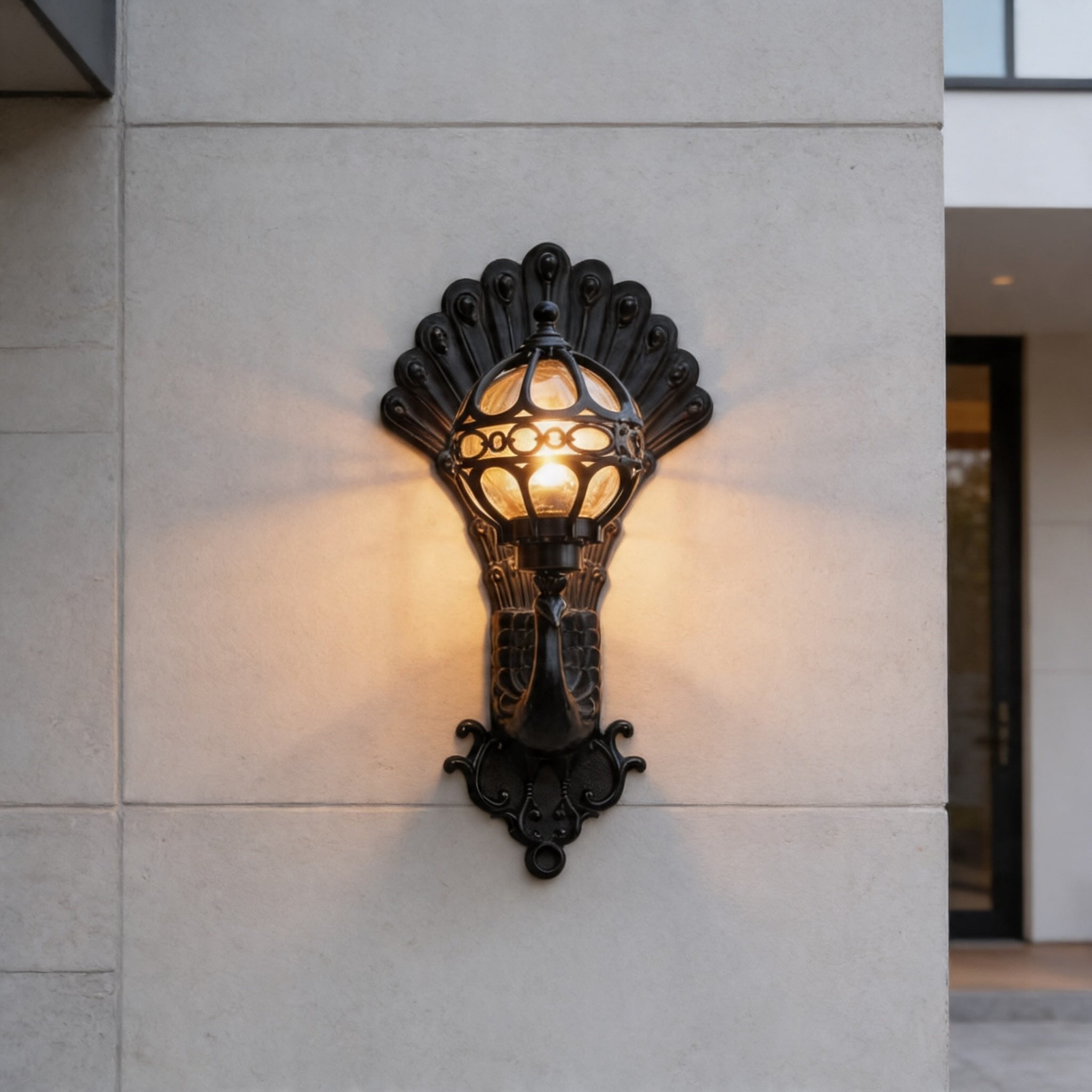 Modern Outdoor Wall Lantern Wall Mounted Aluminum Glass Shade IP55 Waterproof E26 Compatible 20W | ribuella
