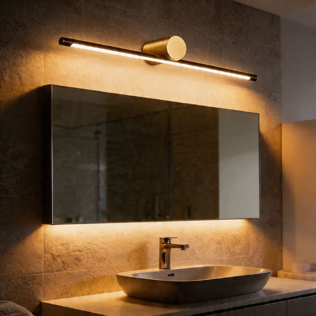 Moderne lineare LED-Wandleuchte für den Badezimmerspiegel, Leuchtenleiste zur Wandmontage aus Kupfer und Acryl, dimmbar | ribuella