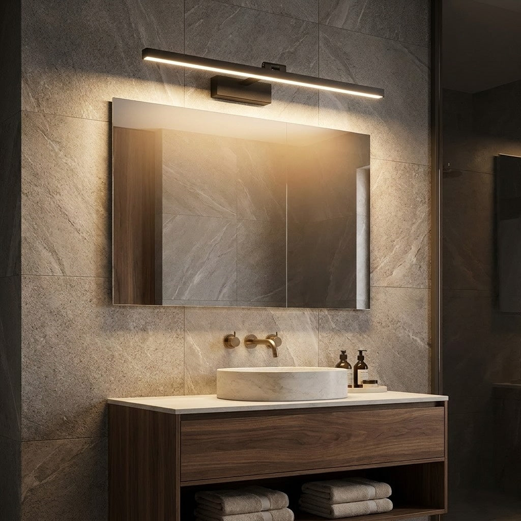 Applique moderne pour meuble de salle de bains, fixation murale, métal et acrylique, LED avec deux options de température de couleur | ribuella