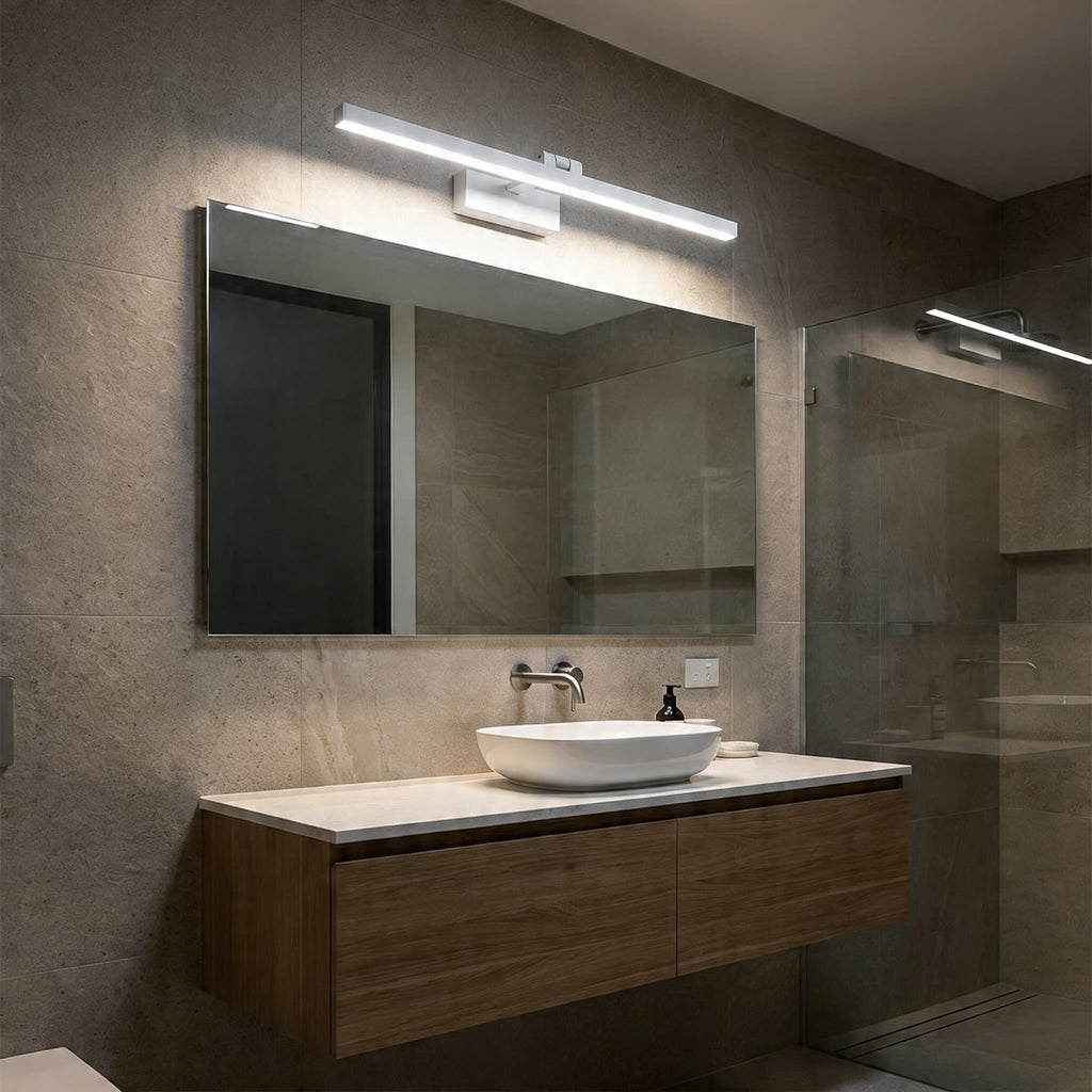 Applique moderne pour meuble de salle de bains, fixation murale, métal et acrylique, LED avec deux options de température de couleur | ribuella