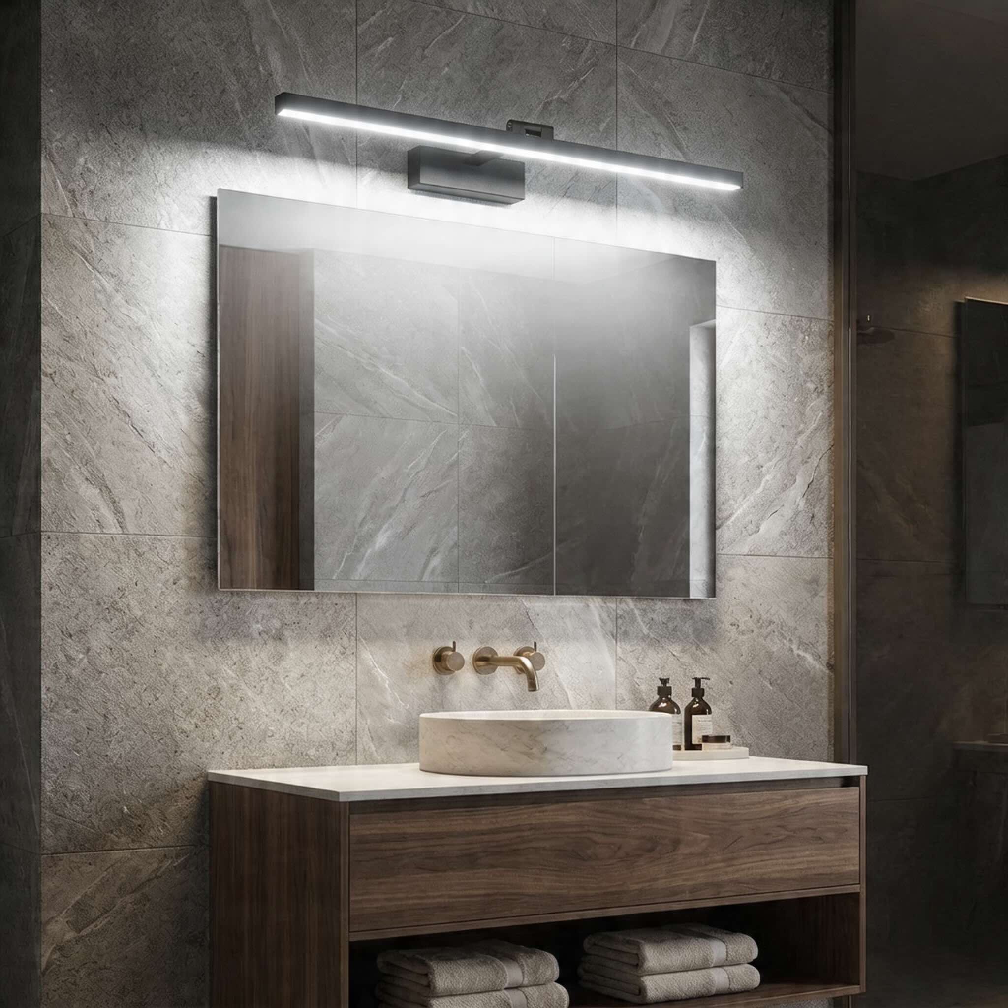 Applique moderne pour meuble de salle de bains, fixation murale, métal et acrylique, LED avec deux options de température de couleur | ribuella