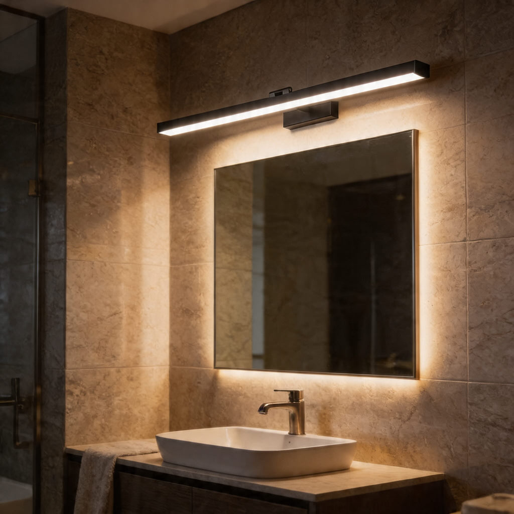 Applique moderne pour meuble de salle de bains, fixation murale, métal et acrylique, LED avec deux options de température de couleur | ribuella
