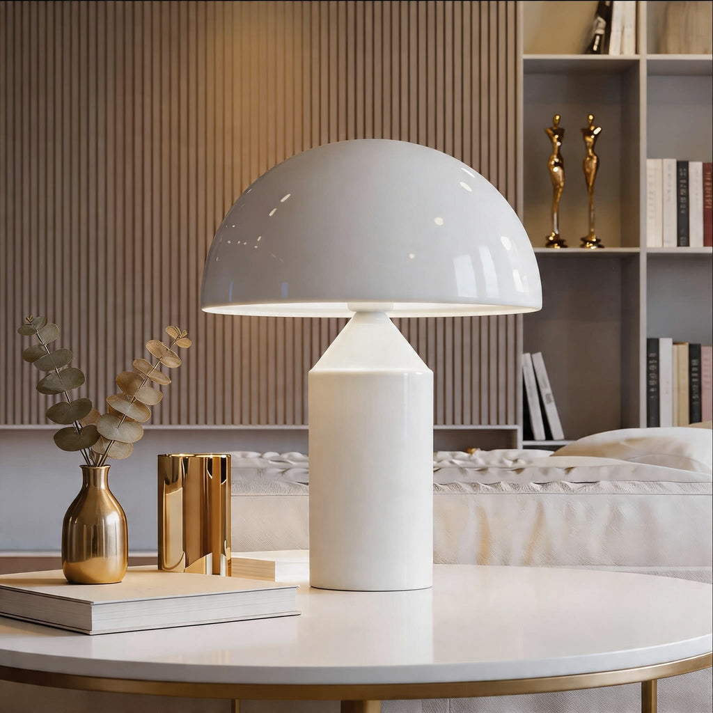 Modern Desk Lamp Adjustable Metal Base Mushroom Shade LED Light for Bedroom or Bedside Use | ribuella