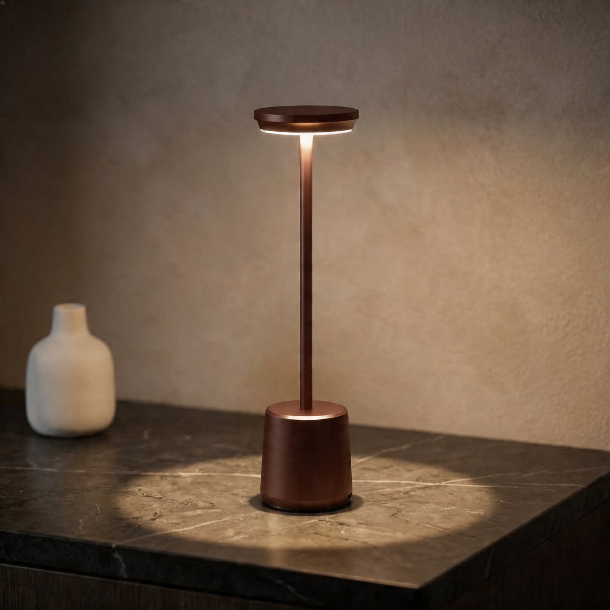 Lampă de masă LED modernă, design metalic fără fir, temperatură de culoare reglabilă, reîncărcabilă prin USB | ribuella
