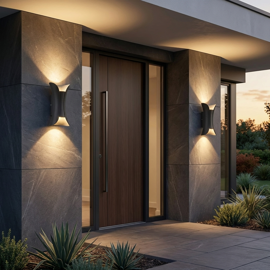 Moderne Up-and-Down-Wandleuchte aus Aluminium mit Glasschirm, LED-Bewegungssensor, wasserdichte Außen-Wandleuchte | ribuella
