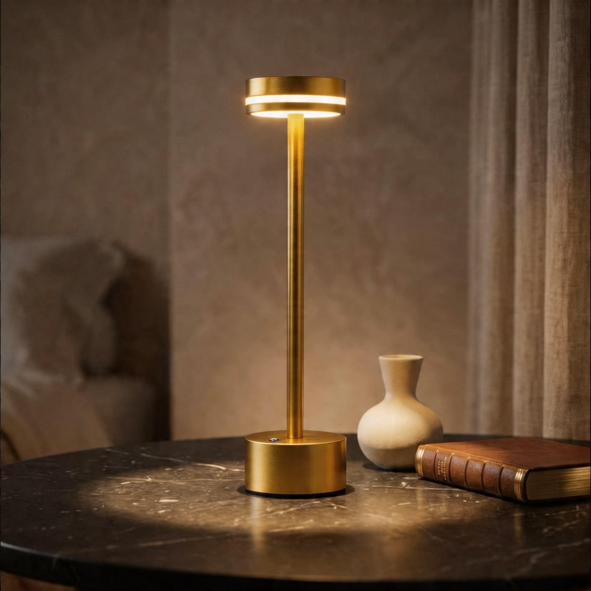 Modern Portable Table Lamp Cordless Aluminum LED Dimmable Touch Control USB Rechargeable | ribuella