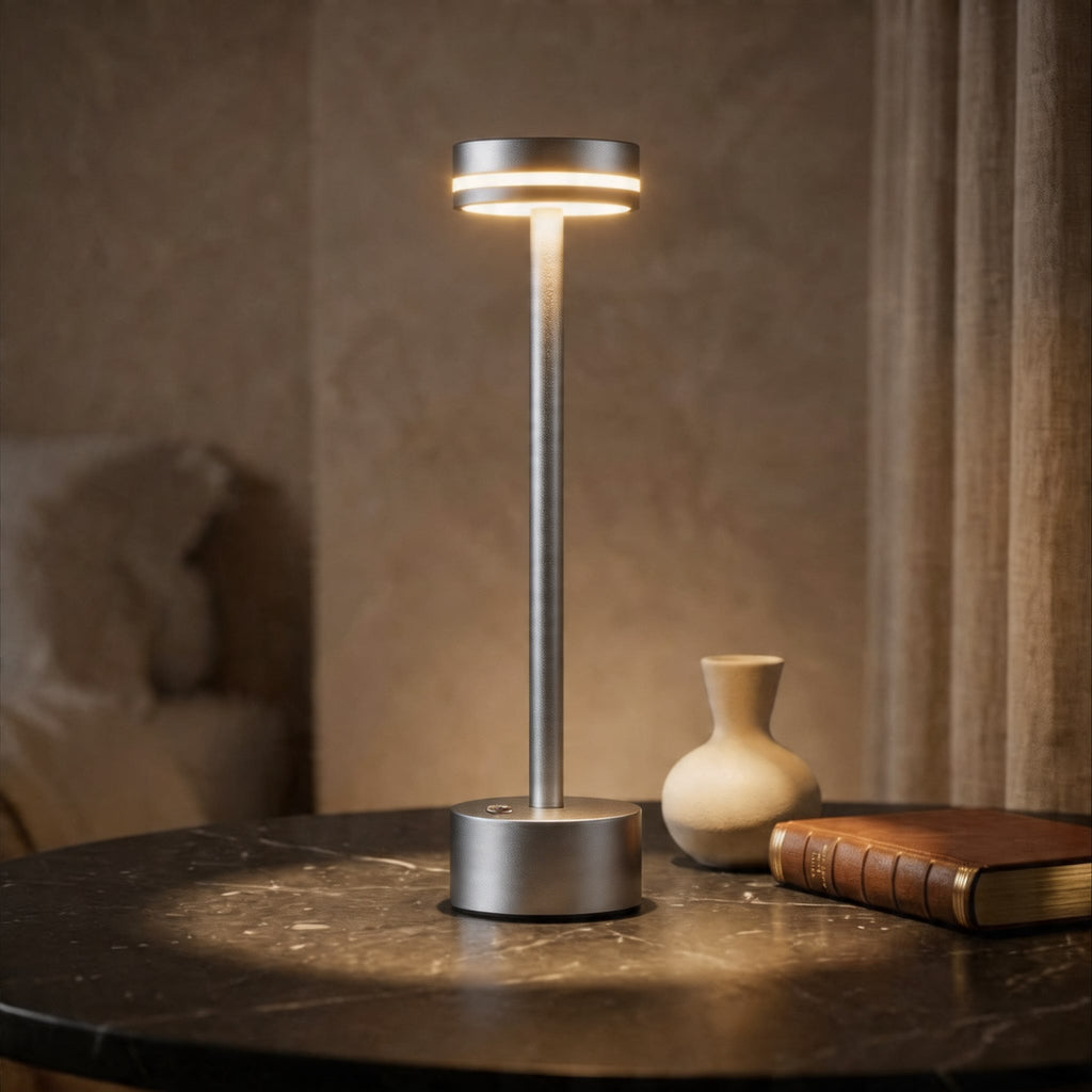Modern Portable Table Lamp Cordless Aluminum LED Dimmable Touch Control USB Rechargeable | ribuella