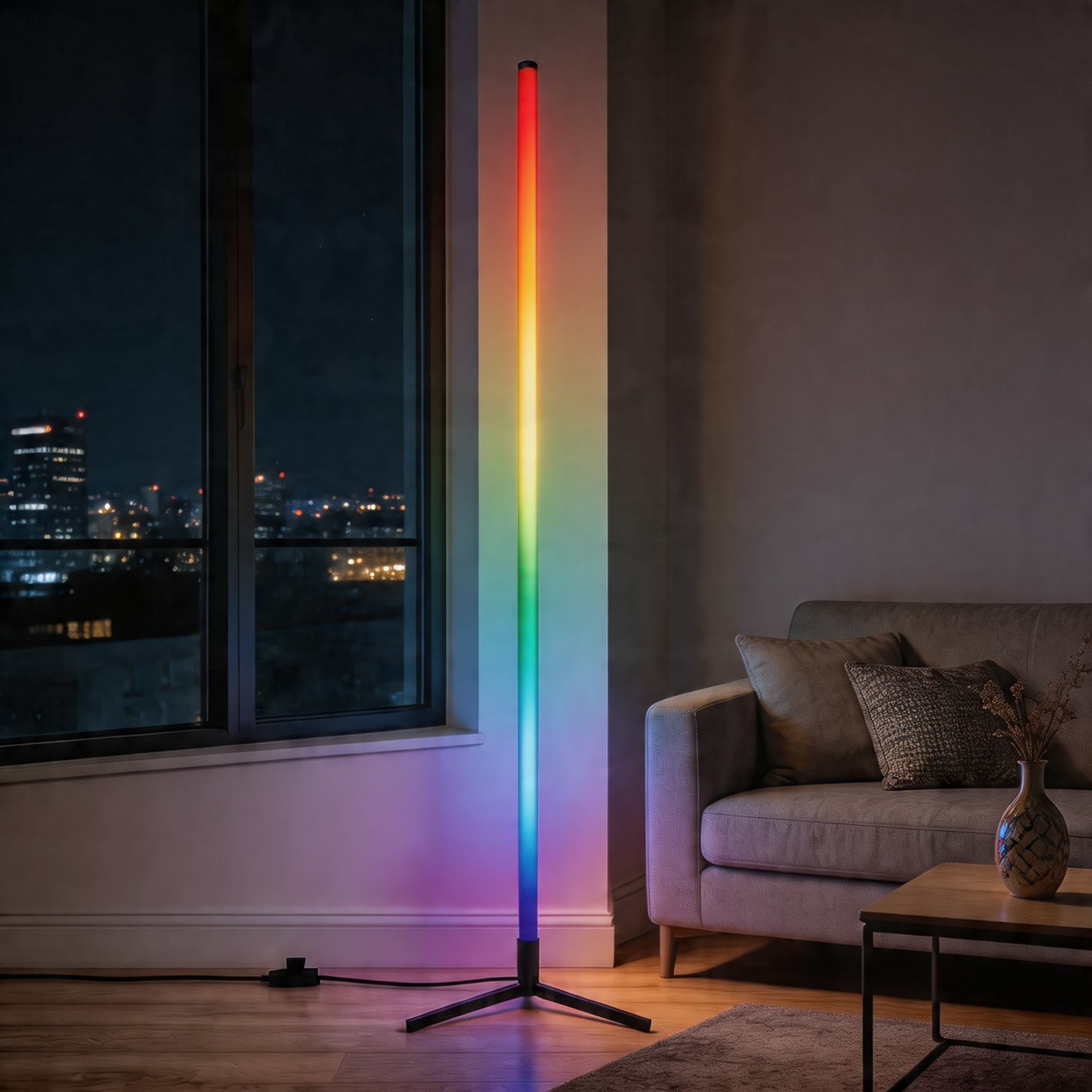 Modern Multicolor Floor Lamp Adjustable Metal LED Smart Control with 16 Million Colors for Ambient Lighting | ribuella