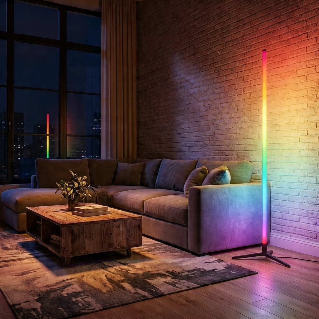 Modern Multicolor Floor Lamp Adjustable Metal LED Smart Control with 16 Million Colors for Ambient Lighting | ribuella