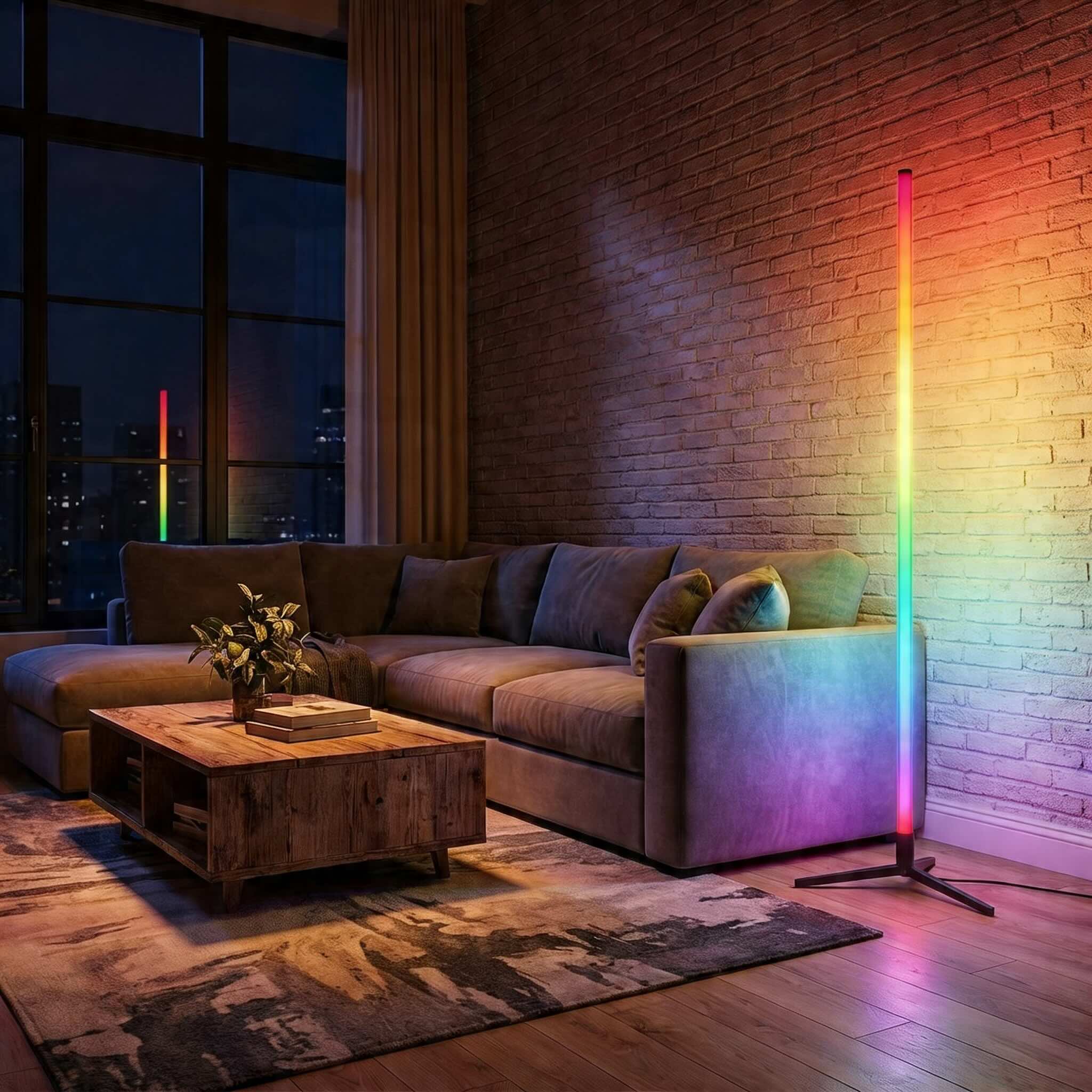 Modern Multicolor Floor Lamp Adjustable Metal LED Smart Control with 16 Million Colors for Ambient Lighting | ribuella