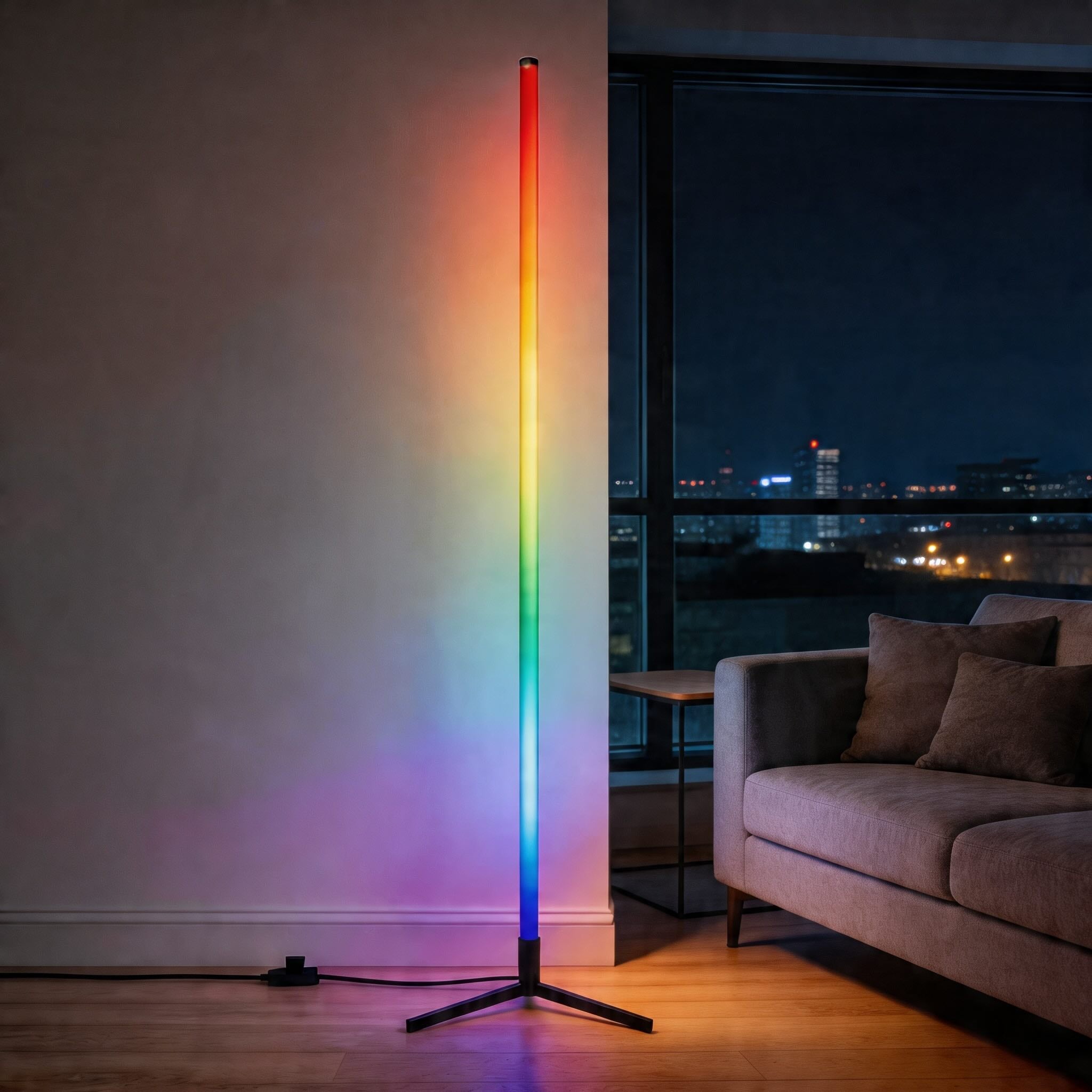 Modern Multicolor Floor Lamp Adjustable Metal LED Smart Control with 16 Million Colors for Ambient Lighting | ribuella