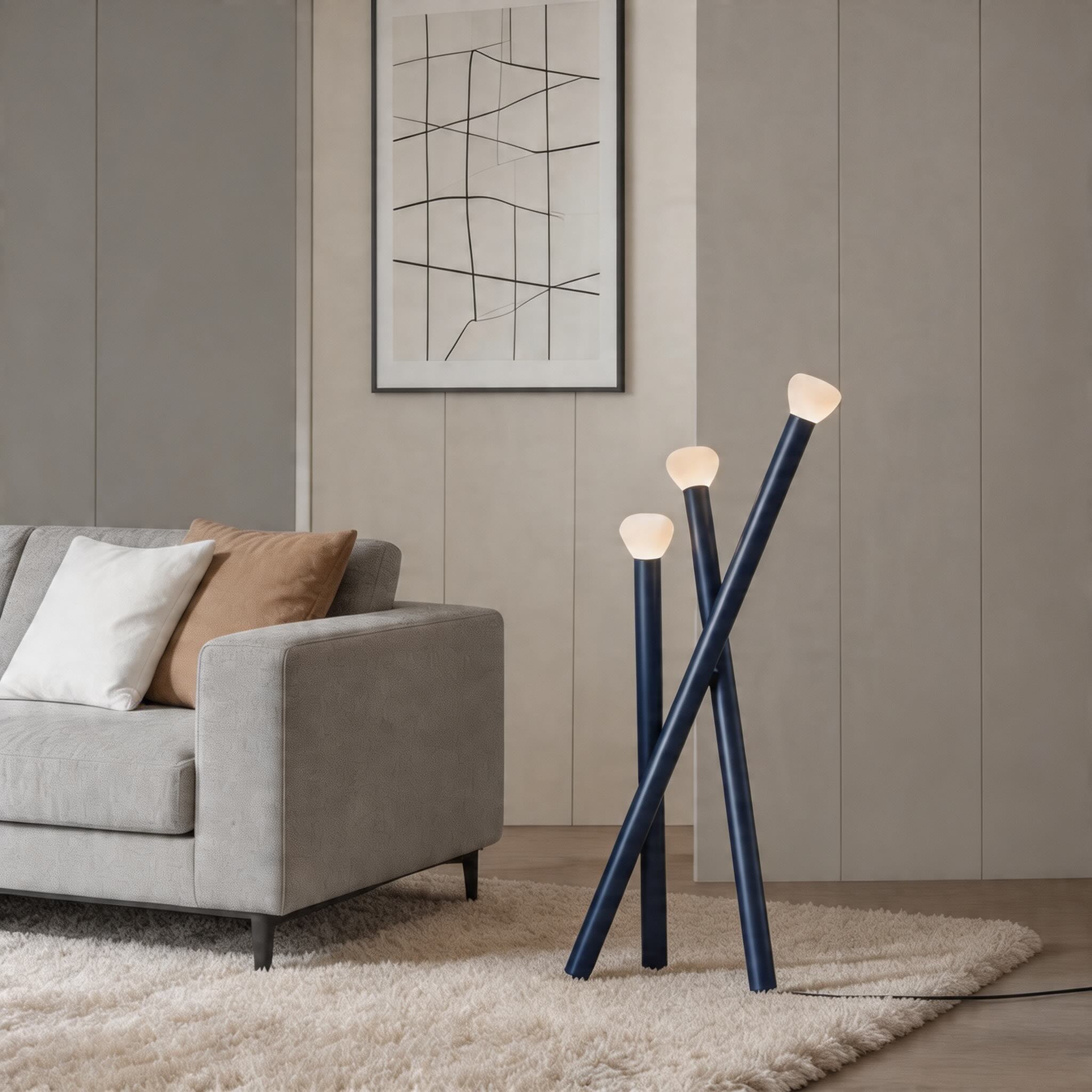 Lampadaire noir moderne, éclairage LED réglable en métal, pour le salon, la chambre et le bureau | ribuella