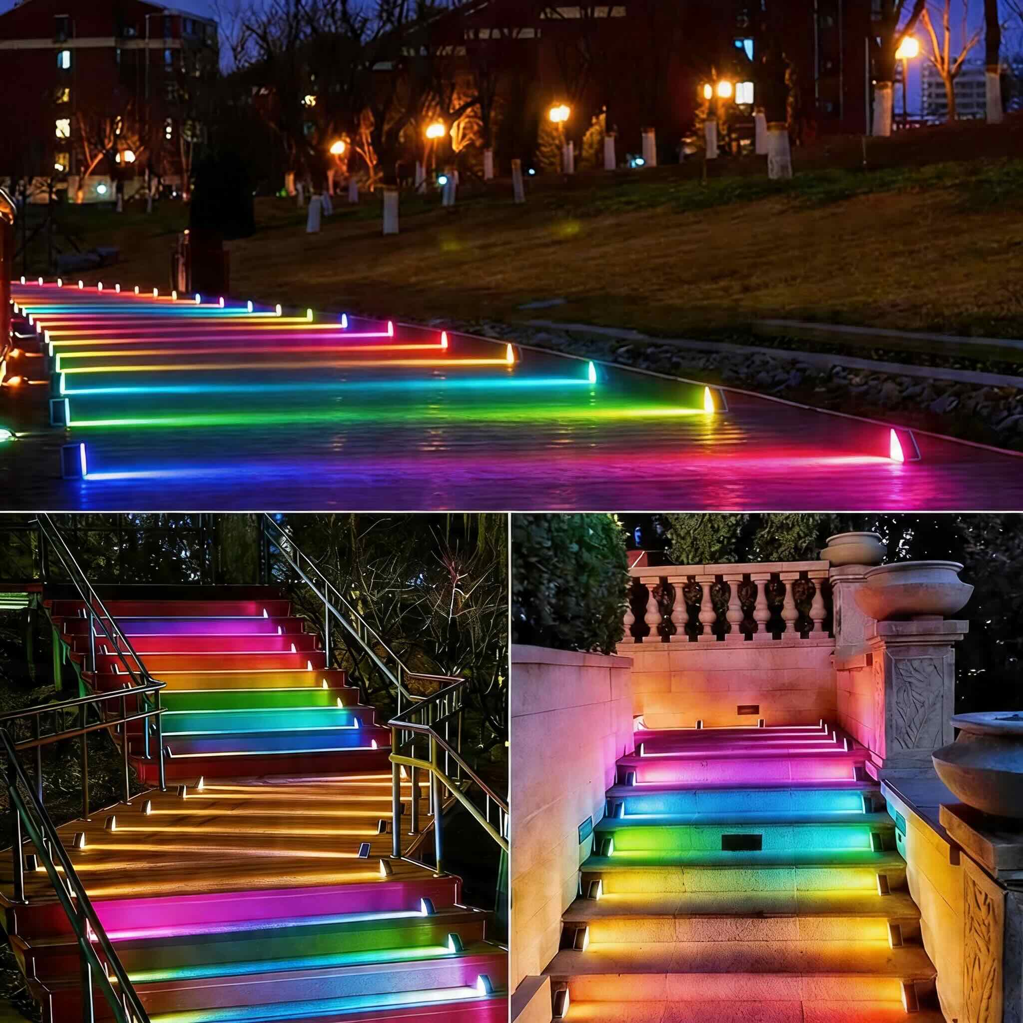 Solar Step Lights Outdoor IP67 Waterproof Adjustable Energy Saving Automatic Sensor for Exterior Steps | ribuella