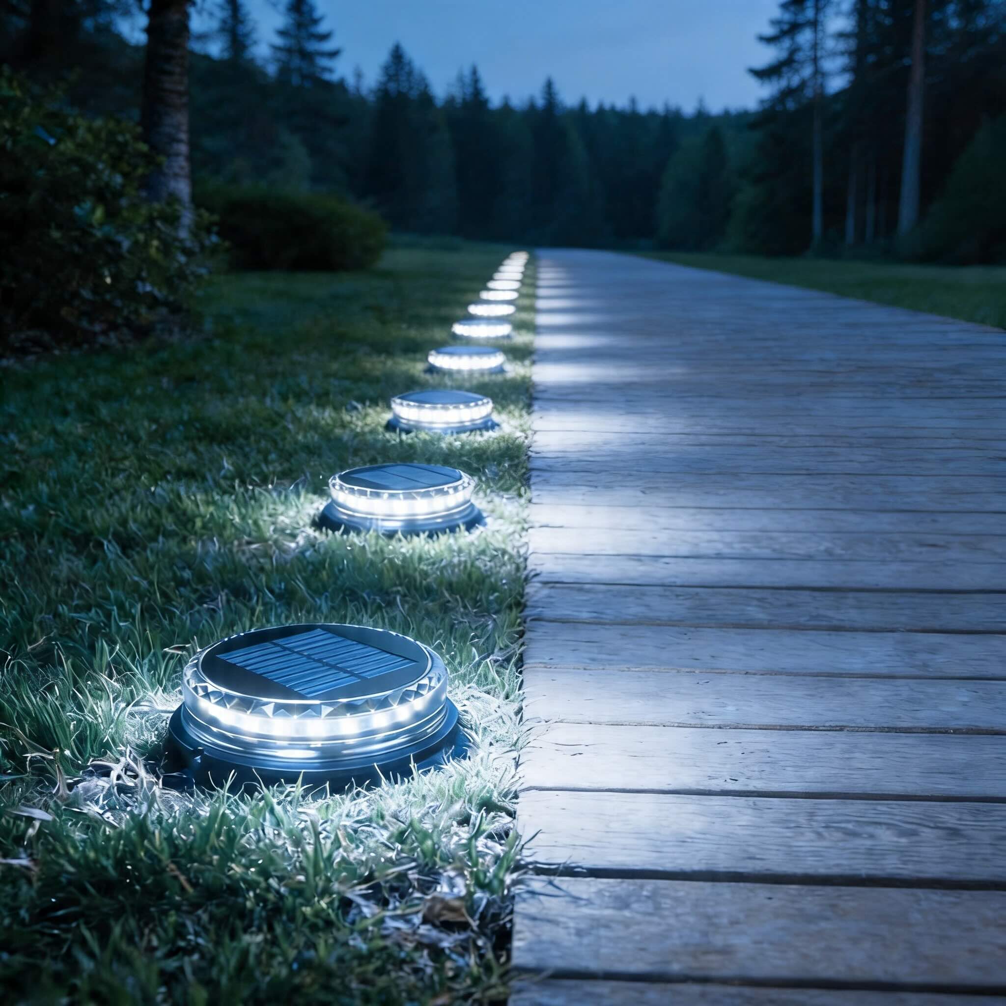 Luces solares de jardín para exterior, paquete de 4, iluminación LED de disco impermeable para caminos | ribuella
