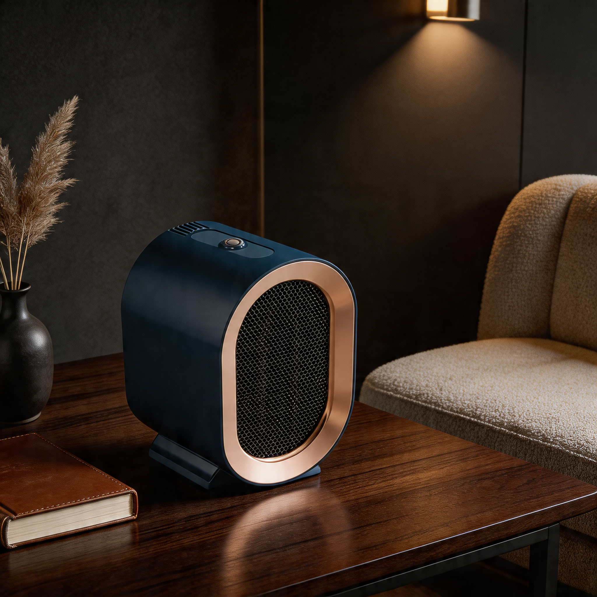 Bærbar elektrisk varmeovn med kompakt design, justerbar effekt og PTC-varmeteknologi, 800–1200 W | ribuella