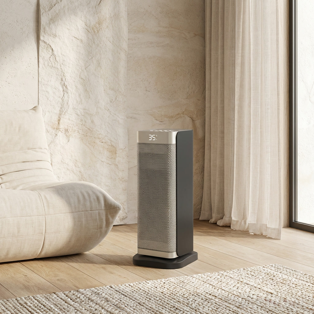 Modern Vertical Electric Heater Portable with Remote Control PTC Technology 2000W Power | ribuella