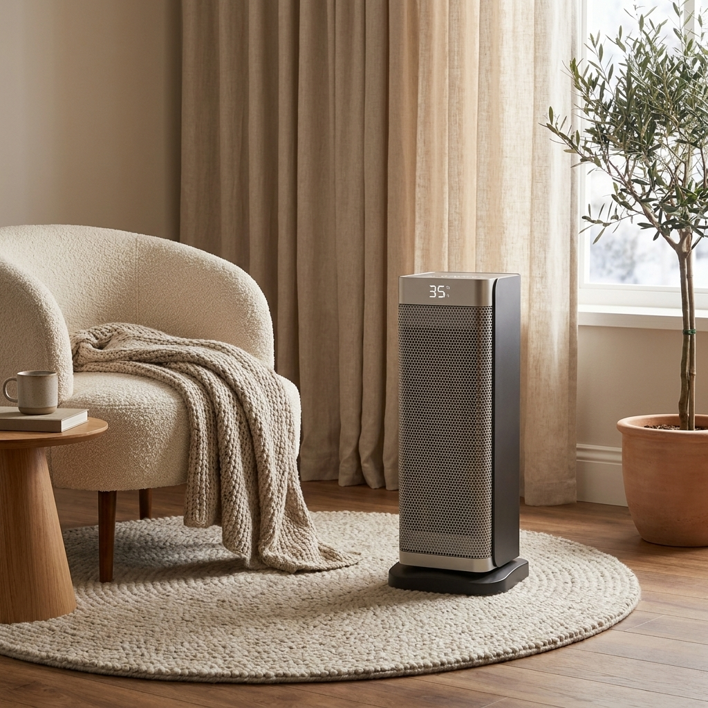 Modern Vertical Electric Heater Portable with Remote Control PTC Technology 2000W Power | ribuella