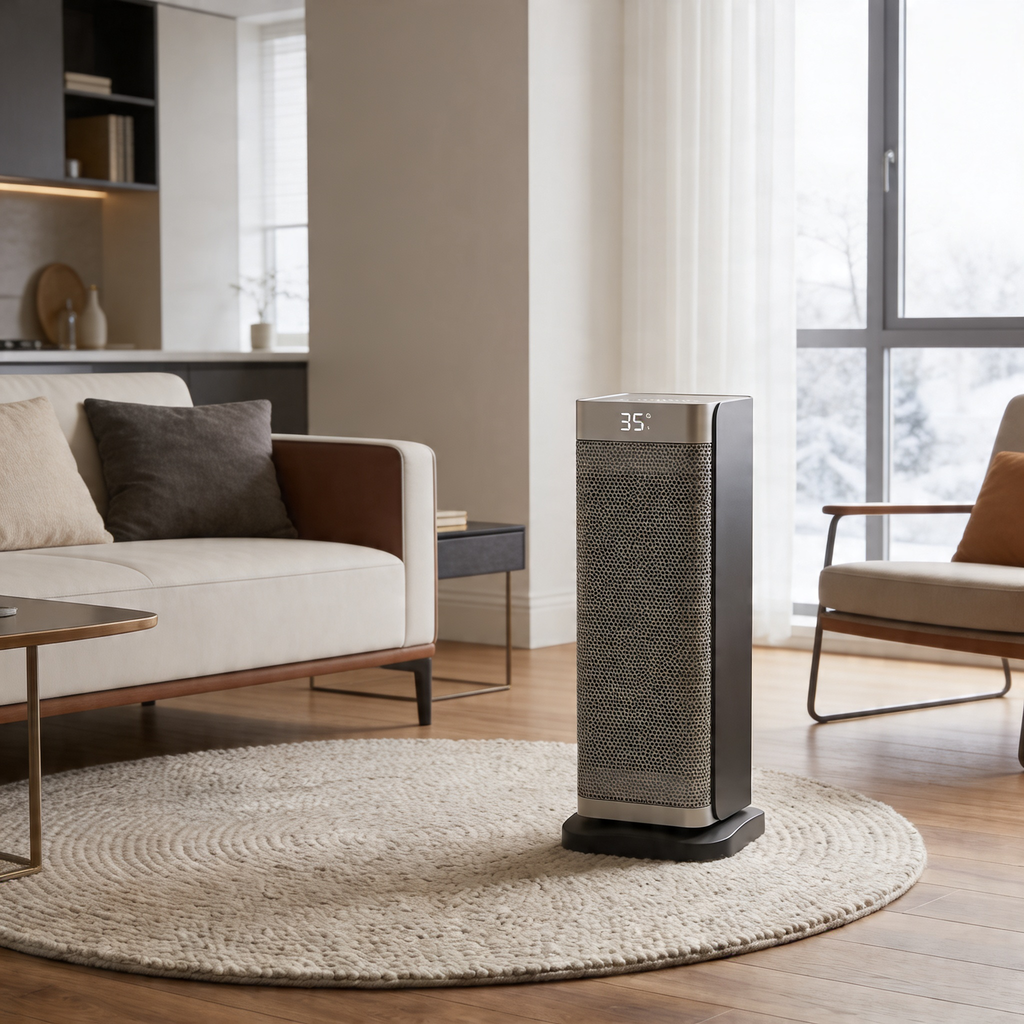 Modern Vertical Electric Heater Portable with Remote Control PTC Technology 2000W Power | ribuella