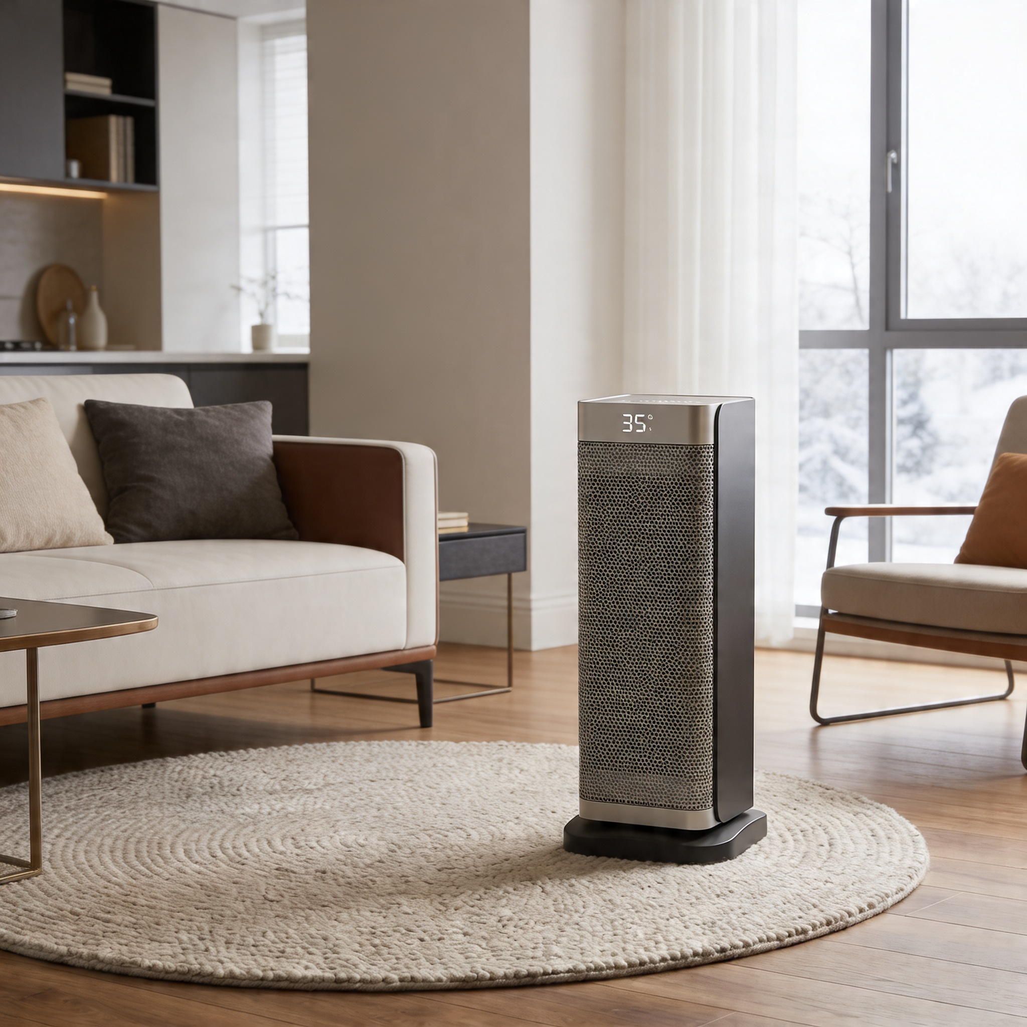 Modern Vertical Electric Heater Portable with Remote Control PTC Technology 2000W Power | ribuella