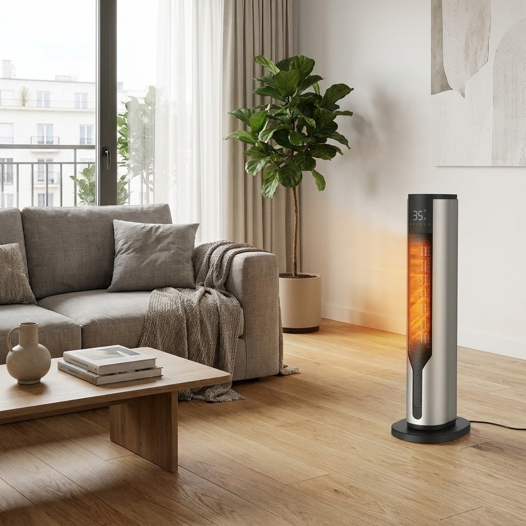 Modern Portable Electric Heater Standing Tower PTC Ceramic 2000W Energy Efficient Heat | ribuella