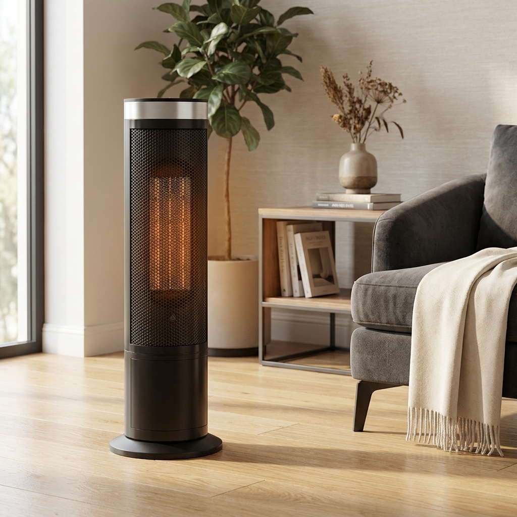 Modern Ceramic Vertical Floor Heater with Adjustable Thermostat and Energy Efficient Design 1500W | ribuella