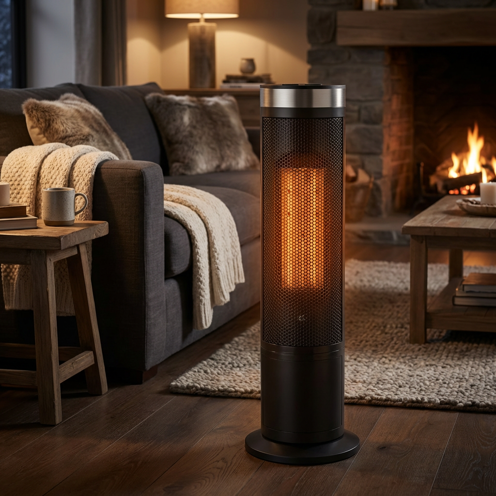 Modern Ceramic Vertical Floor Heater with Adjustable Thermostat and Energy Efficient Design 1500W | ribuella