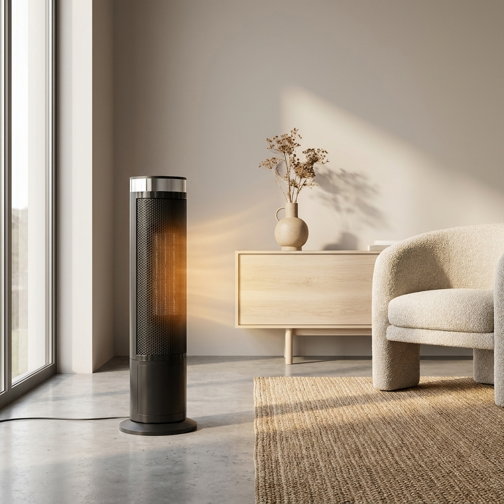 Modern Ceramic Vertical Floor Heater with Adjustable Thermostat and Energy Efficient Design 1500W | ribuella