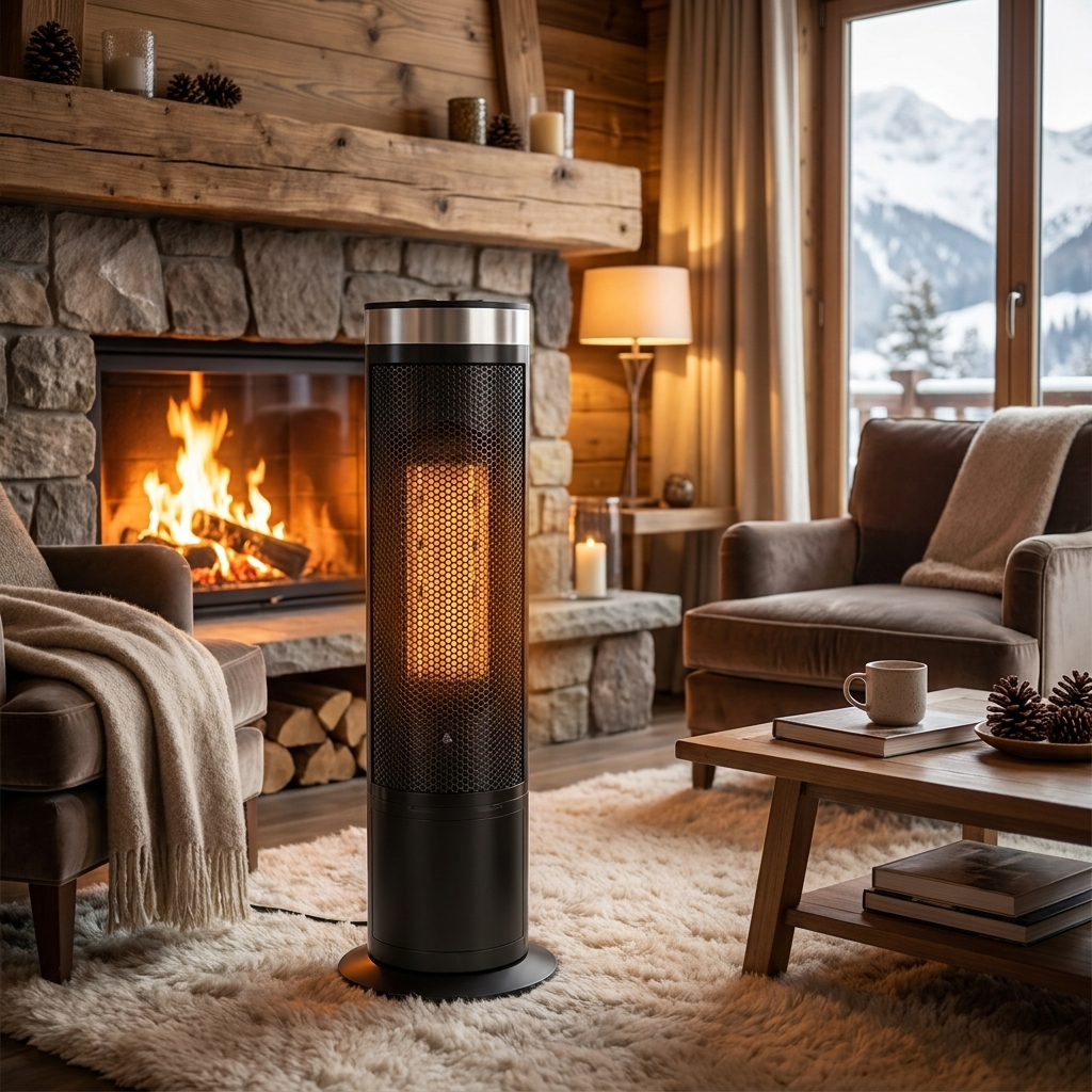 Modern Ceramic Vertical Floor Heater with Adjustable Thermostat and Energy Efficient Design 1500W | ribuella