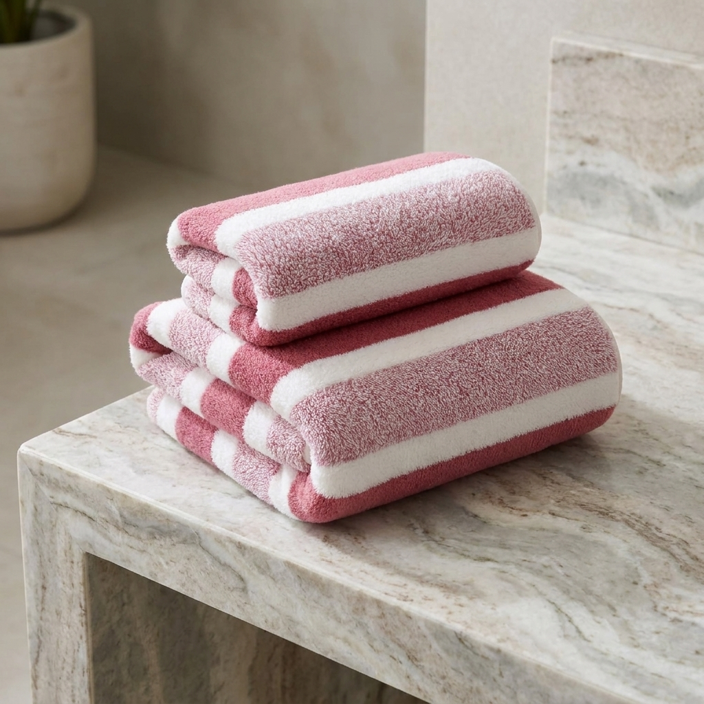Modernes gestreiftes Handtuch-Set aus Mikrofaser, schnelltrocknend, weich und saugfähig | ribuella