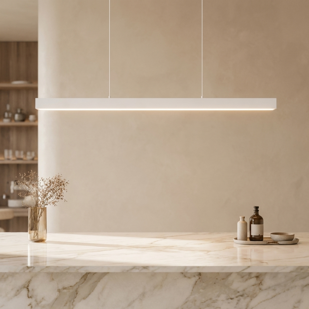 Moderne lineare LED-Pendelleuchte für die Kücheninsel | ribuella