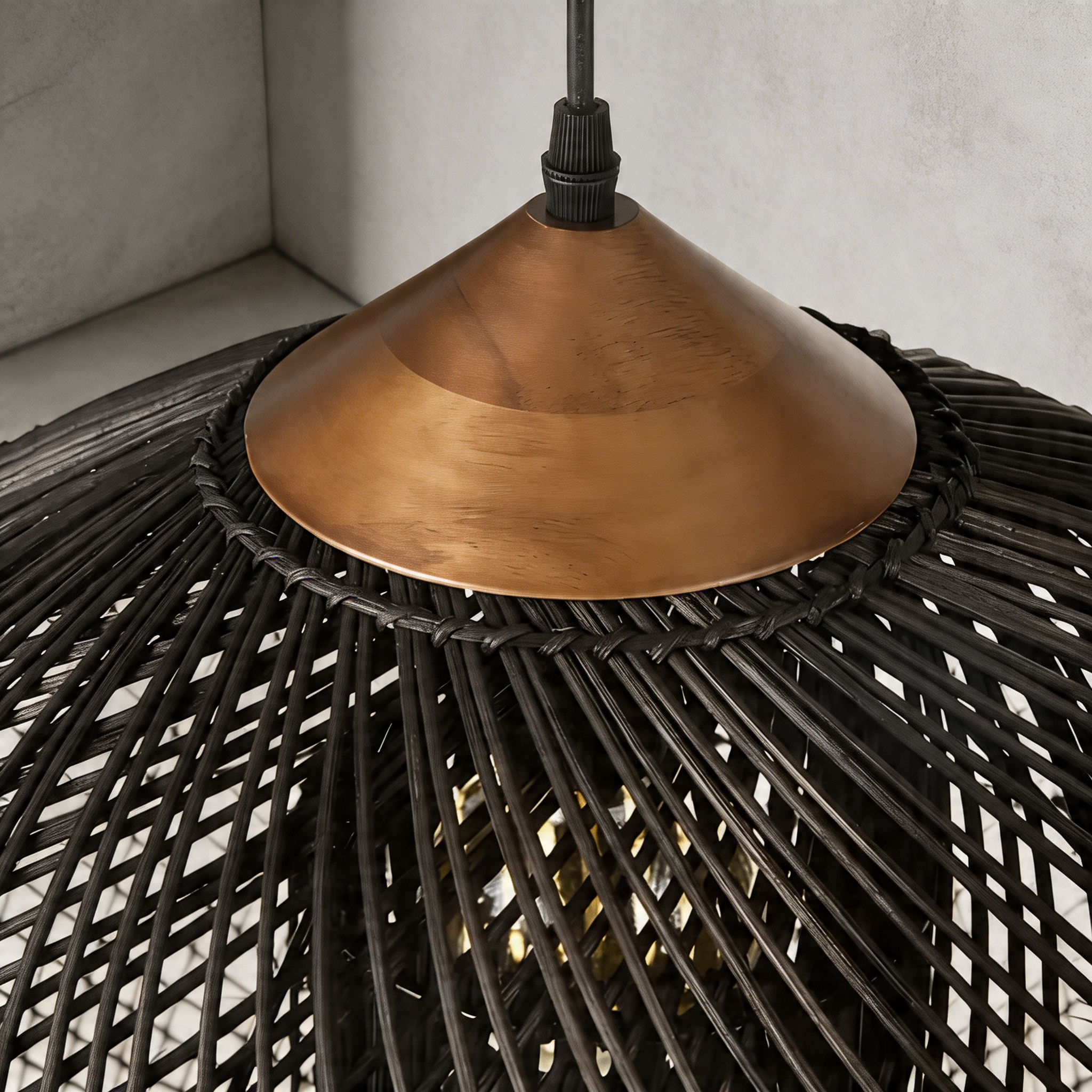 Handwoven Rattan Boho Hanging Ceiling Pendant Light | ribuella