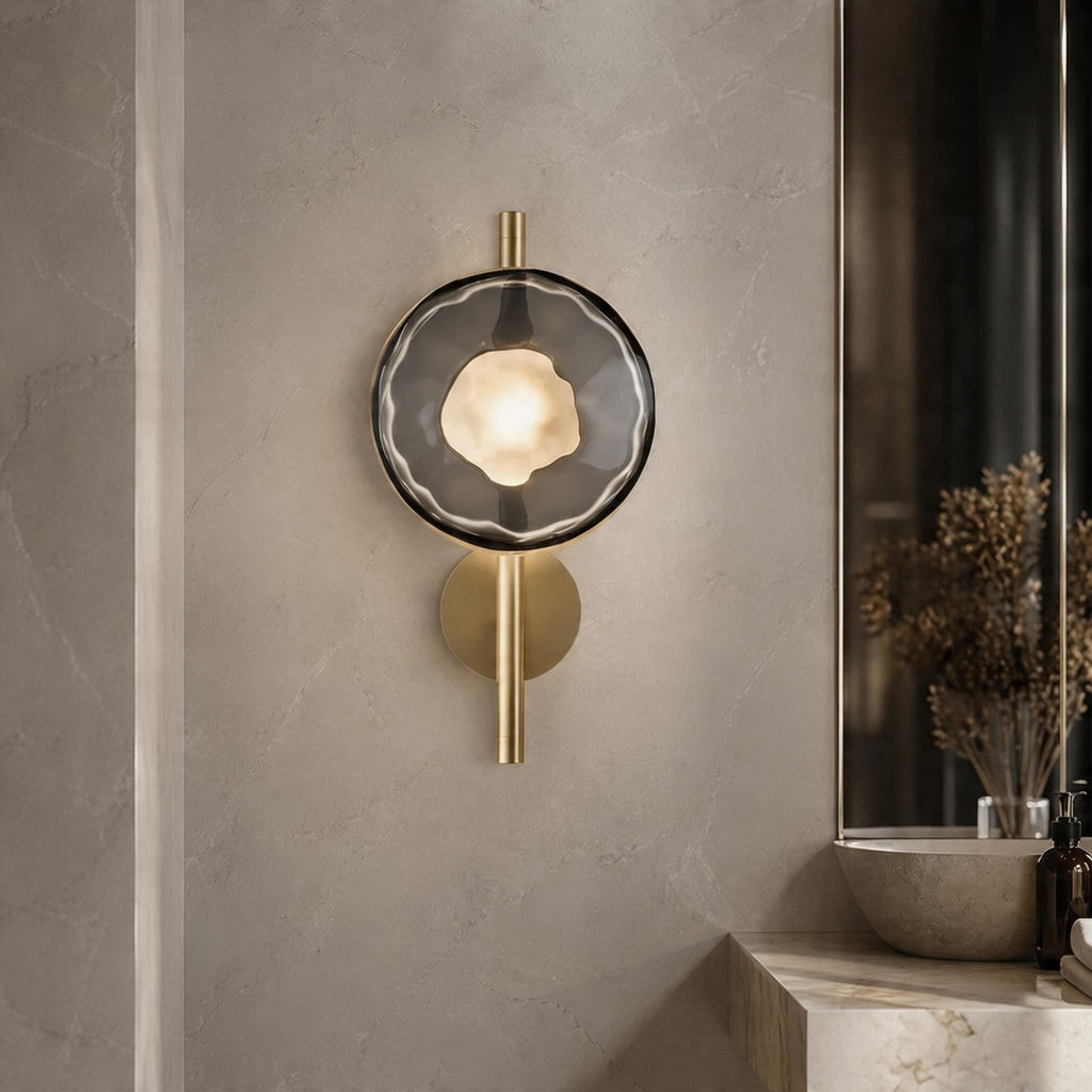 Nordisk rund væglampe i glas med aluminiumsramme, integreret LED 5 W | ribuella