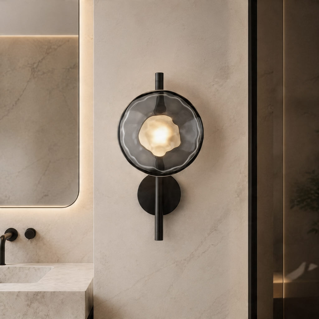 Nordisk rund væglampe i glas med aluminiumsramme, integreret LED 5 W | ribuella