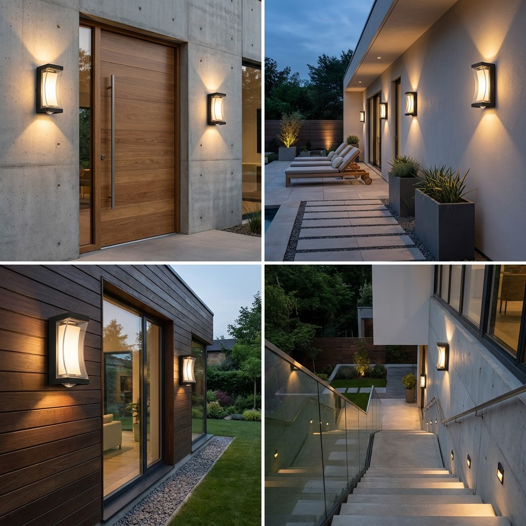 Modern Outdoor Wall Light Waterproof IP65 LED Wall Mounted Black ABS Adjustable Color Temperature | ribuella