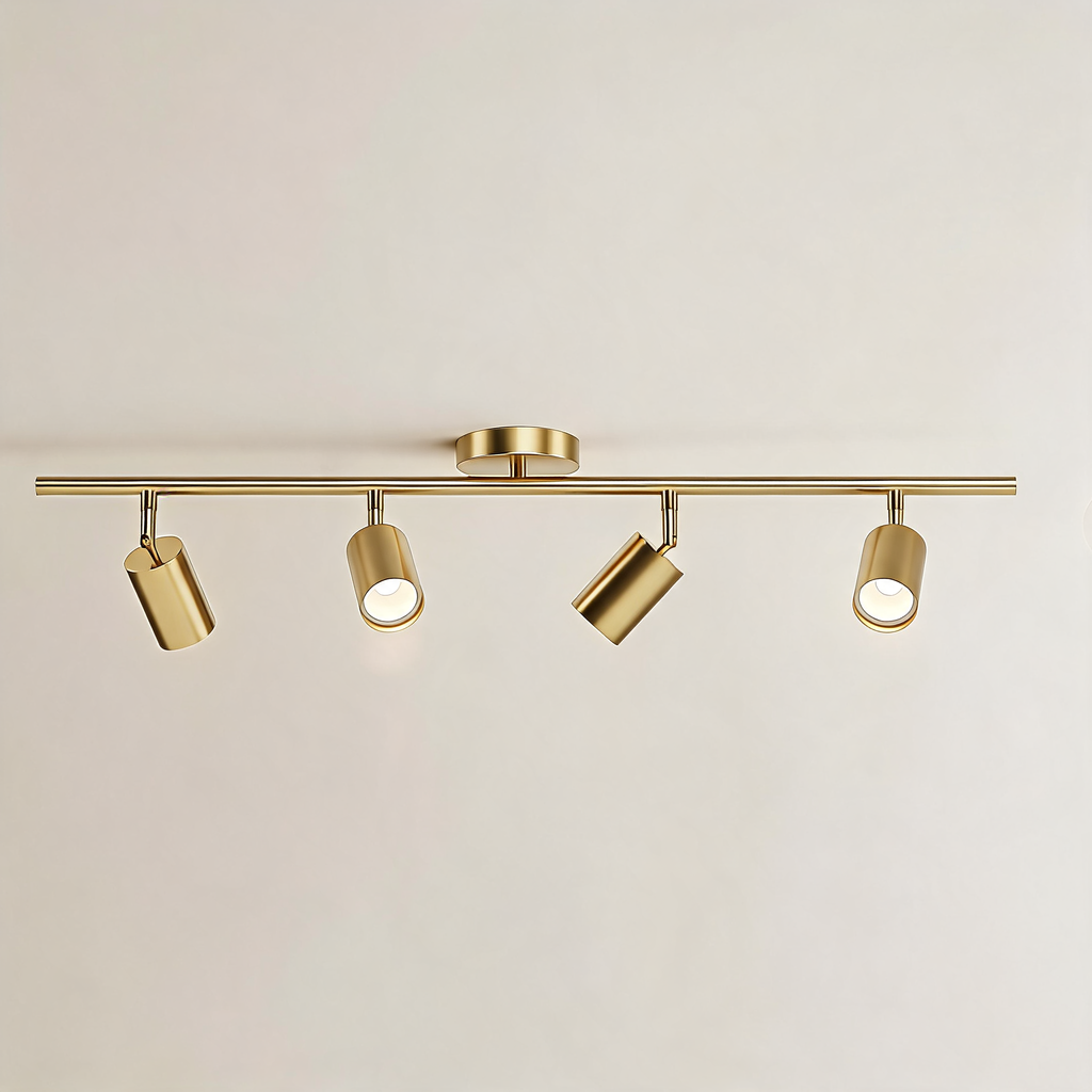 Moderne höhenverstellbare Deckenleuchte zur Aufbaumontage aus Metall mit individuell einstellbaren Spotlights | ribuella