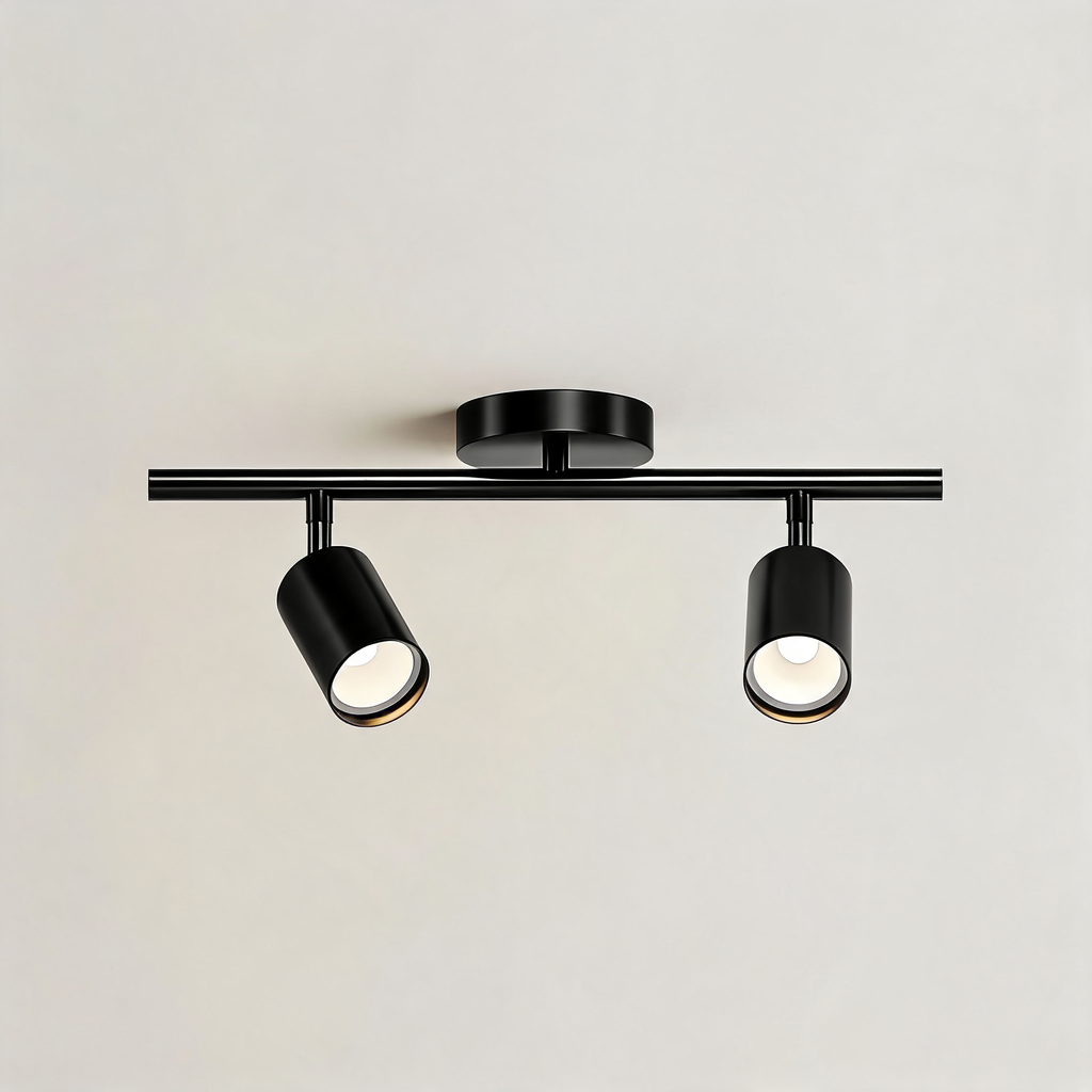 Moderne höhenverstellbare Deckenleuchte zur Aufbaumontage aus Metall mit individuell einstellbaren Spotlights | ribuella