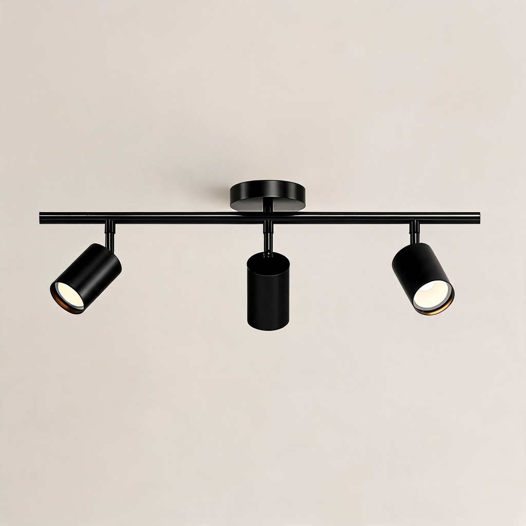 Moderne höhenverstellbare Deckenleuchte zur Aufbaumontage aus Metall mit individuell einstellbaren Spotlights | ribuella