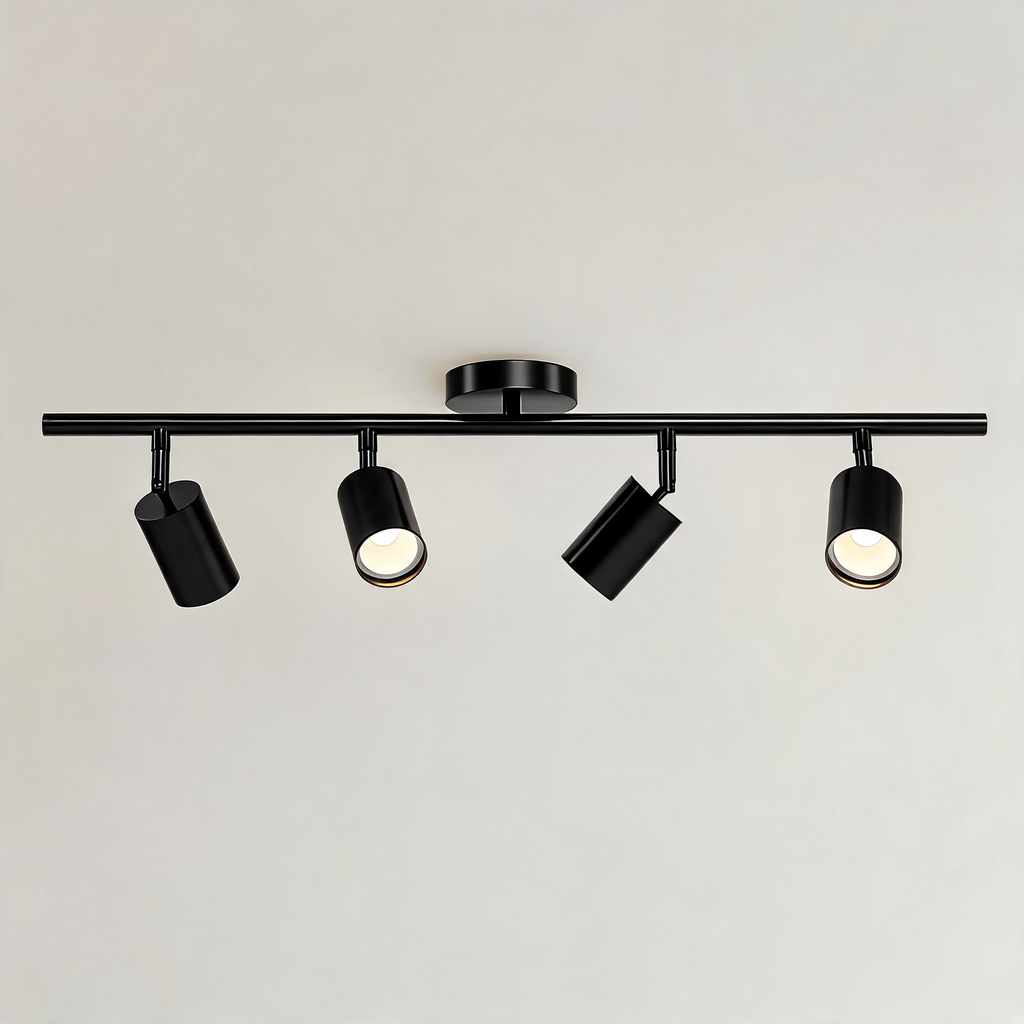 Moderne höhenverstellbare Deckenleuchte zur Aufbaumontage aus Metall mit individuell einstellbaren Spotlights | ribuella