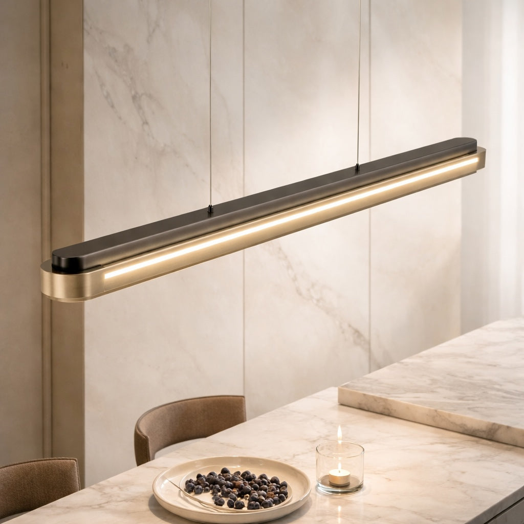 Moderne lineare Pendelleuchte, längenverstellbare Metall-LED-Leuchte für Esszimmer und Wohnbereich | ribuella